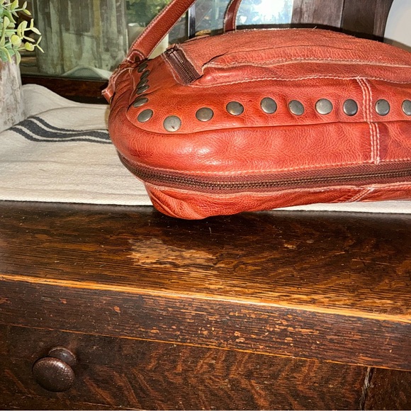 Bed Stu Leather Moore Studded Hobo Shoulder Bag Handbag Cognac Rustic MSRP $285 - Picture 8 of 13